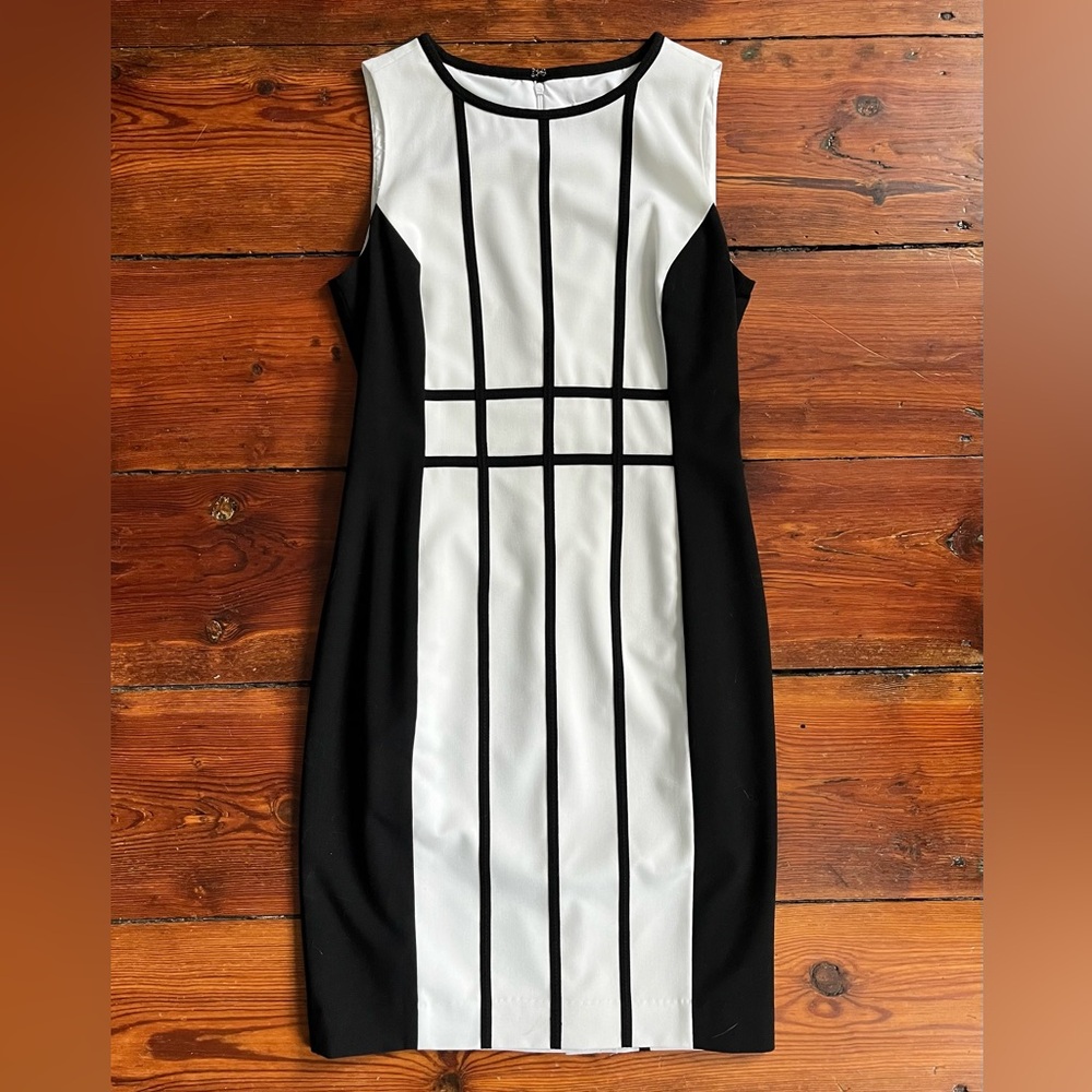 Calvin Klein Black and White Paneled Dress